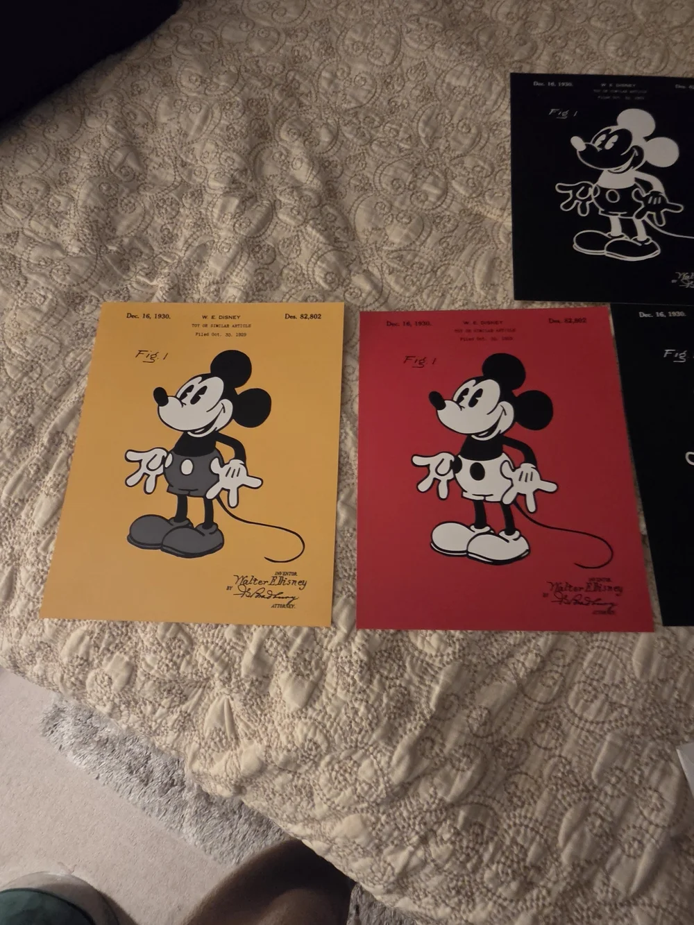 Disney Mickey Mouse Patent Art Prints 1930 Vintage Style Wall Decor Set